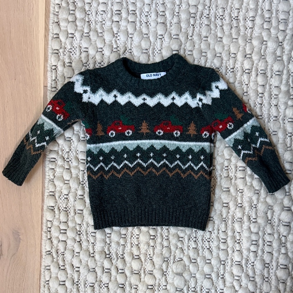 Old Navy Kids' Holiday Sweater with Red and Green Pattern